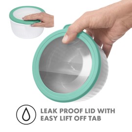 Oggi Prep, Store & Serve Plastic Bowl w/See-Thru Lid- Dishwasher, Microwave & Freezer Safe, (0.7 qt) Lt Gray w/Dk Gray Lid