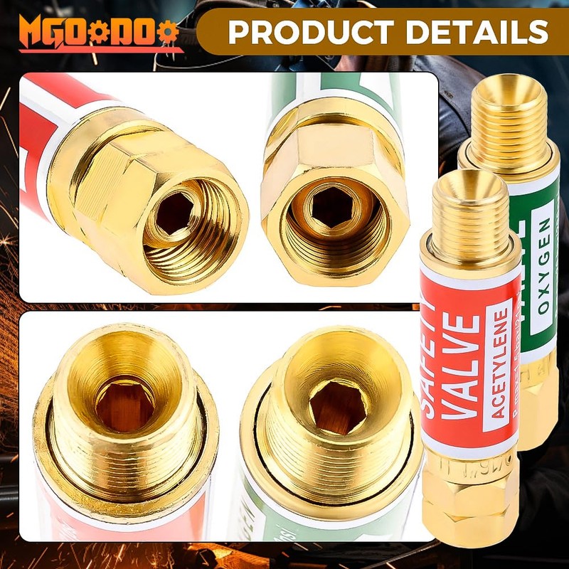 Mgoodoo 4Pcs Oxygen Acetylene Flashback Arrestors Set Regulator End Standard