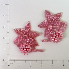 Expo International 3D Beaded Flower Patch Pack of 2 Appliques, Mauve
