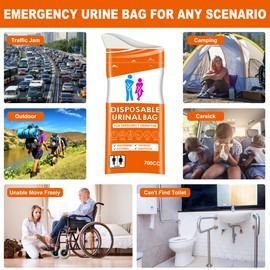 GuardWee 24PCS Disposable Urine Bags, 700ML Unisex Urine Bags for Travel, Emergency Vomit Bags/Pee Bag for Car, Long Trip, Road Trip, Travel Urinals for Men/Women - Camping Essentials Portable Toilet