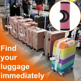 Beautyflier Luggage Handle Wrap Identifier for Suitcases Unique, Neoprene Hollow Handle Covers for Push-Button Luggage Suitcase Trolley Airport Travel Accessories (Pink)