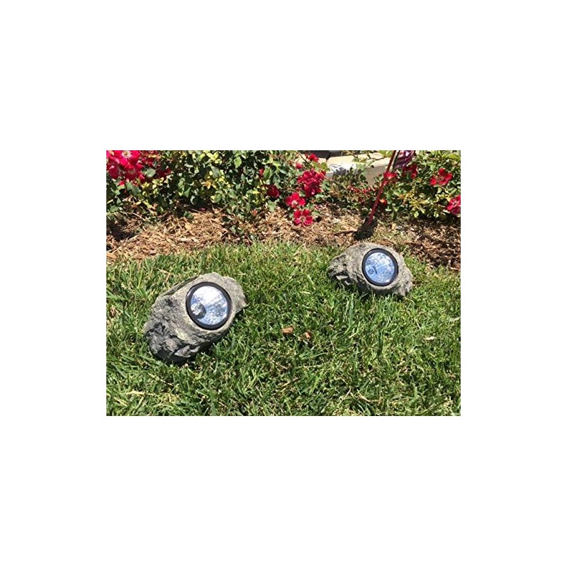 Solar Powered Rock Landscaping Spot 3-LED Light Garden Outdoor Stone