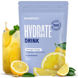 BRAINEFFECT Hydrate - Lösliche Elektrolyte Hydratationsmix ohne Zucker (mit Stevia) - isotonisches Getränkepulver zur Hydration nach dem Sport oder als Anti Kater Mittel bei Hangover
