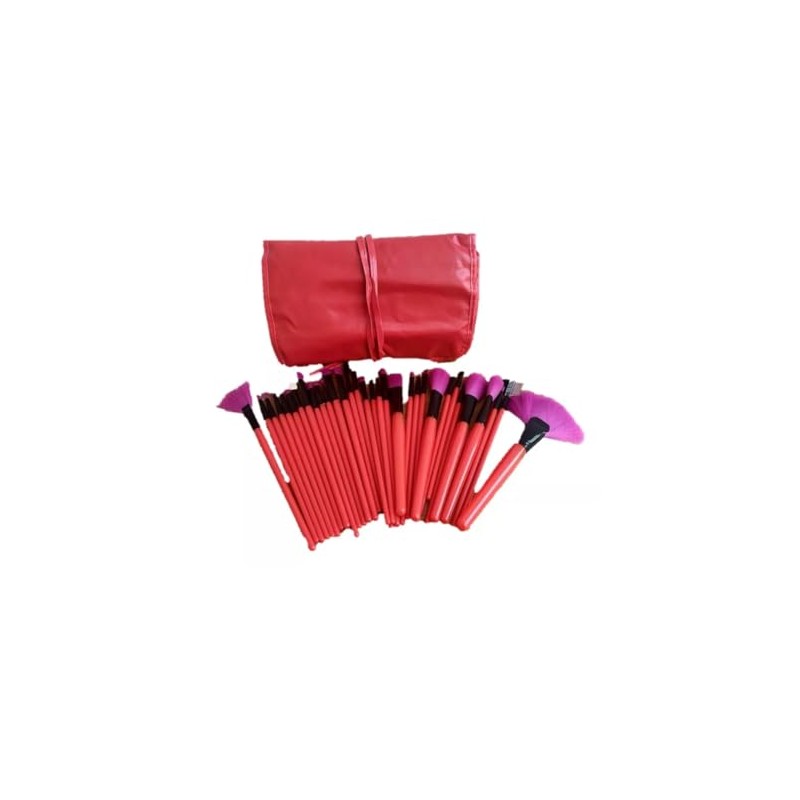 Set de 32 Brochas de Maquillaje Profesionales con Estuche Rojo,