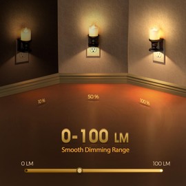Flameless Candle Night Light, 3000K Warm White Candle Night Lights Plug into Wall, 2 Pack Nightlight with Light Sensor, 0-100LM Dimmable LED Night Light Plug in, Nightlight for Hallway Bathroom