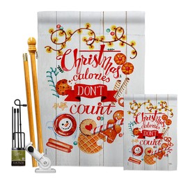 Breeze Decor Christmas Calories Garden House Flag Kit Winter Santa Marry Xmas Present Reindeer Season Wintertime Snow Decoration Banner Small Yard Gift Double-Sided, Made in USA