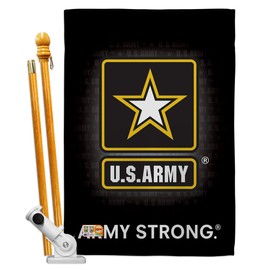 Breeze Decor HS108061-BO U.S. Army Americana Military Decorative Vertical House Flag Set, 28" x 40", Thick Fabric