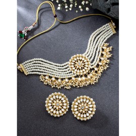Aheli Choker Set Glided With Kundan & Pearls Gift for Women Indian Traditional Bollywood Jewelry White