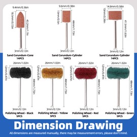 Glarks 62Pcs Abrasive Grinding Stone Points Sanding Drill Bit and 120/180/320/400 Grits Abrasive Buffing Polishing Wheels Set with 1/8" Shank for Rotary Tool