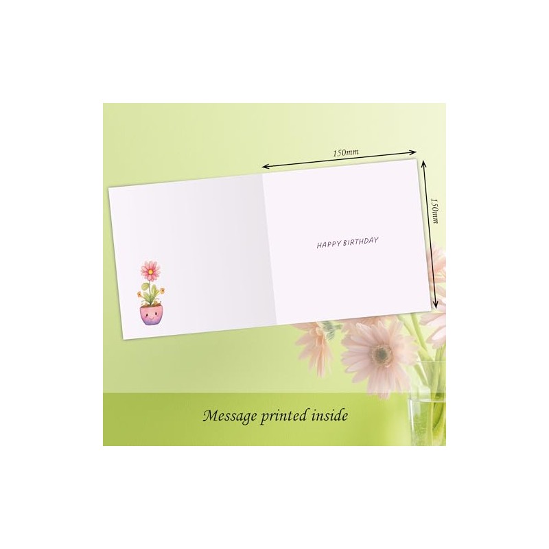 Birthday Card. Pots of Love Design. Card with Kraft Envelope.