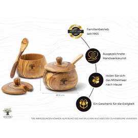 Olive Wood Salt & Sugar Bowl "Spicery" Set of 2