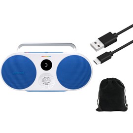 Polaroid P3 Music Player – Powerful Retro Portable Bluetooth Speaker with Big Sound, Rechargeable Battery, Dual Stereo Pairing, 3.5mm Aux Input, FM Radio, W/Pouch and Extra Charging Cable (Blue)