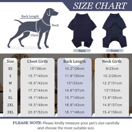 Kuoser Dog Bodysuit After Surgery, Medical Bodysuit Dog, Dog Pyjamas, Dog Bodysuit After Castration, Anti-Licking Wound Protection, Cone Alternative (S, Blue)