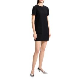 Theory Women's Short Sleeve Pocket Shift Dress, Black