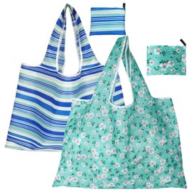 FAVORTALK Waterproof Shopping Bag Lightweight Foldable - Packaway Foldaway Groceries Bag with Pouch D16503