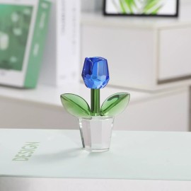 Unbranded Crystal Blue Rose Figurine Home Decoration Crystal Paperweight Collectibles Gift