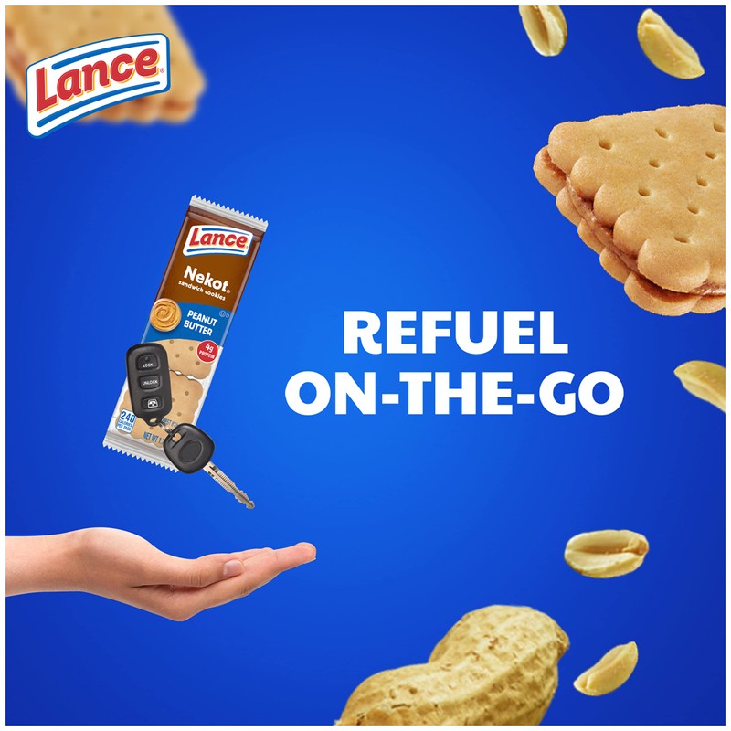 Lance Sandwich Cookies, Nekot Peanut Butter, 10 Individually Wrapped Packs,