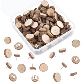 AHANDMAKER 100Pcs Wood Push Pins for Bulletin Board, Decorative Wood Thumb Tacks Map Tacks Marking Pins Cute Push Pins for Photo Wall Posters Note Home School Office Decoration