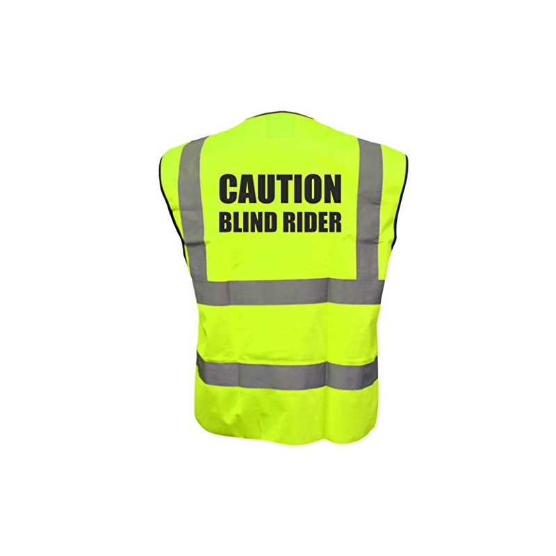 CAUTION BLIND RIDER Hi Viz Vis Vest Cycle Bike Reflective