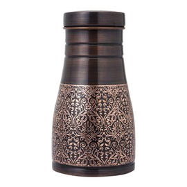 Pure Copper Bedside Carafe - 1 Liter Capacity, Designed for Ayurveda Health Benefits - Etching Pattern