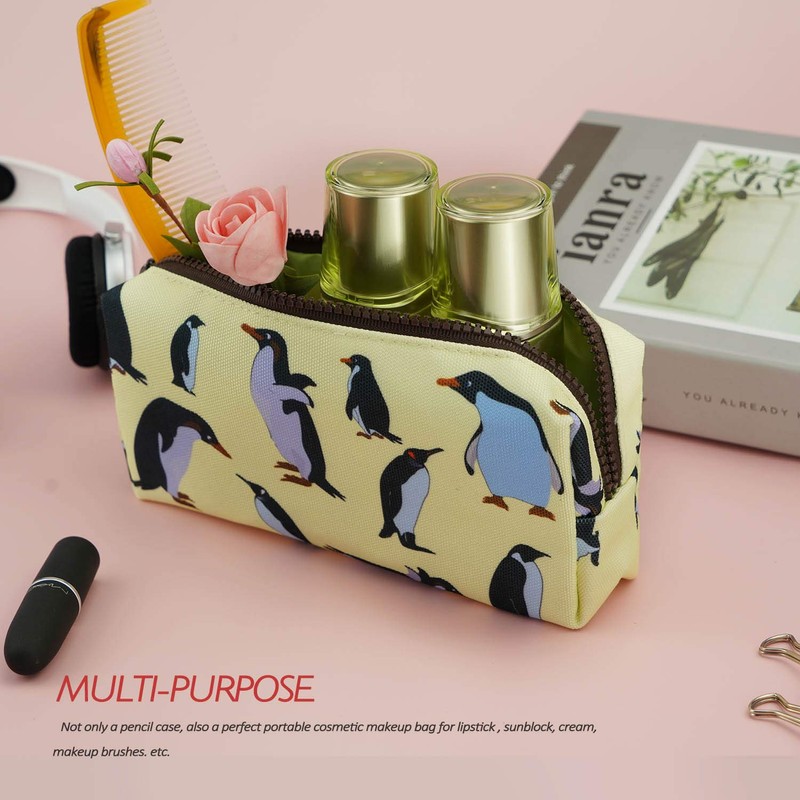 LParkin Penguins Canvas Pencil Case Pen Bag Pouch Stationary Case