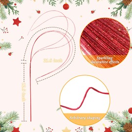 ZJoey 30 Pcs Long Glitter Firework Spray Picks 35.5 Inch Soft Christmas Curly Willow Sparkle Pine Sticks Dazzling Xmas Tree Ornaments for Mantel Fireplace Door Tree Winter Wreath Home Vase Decor(Red)