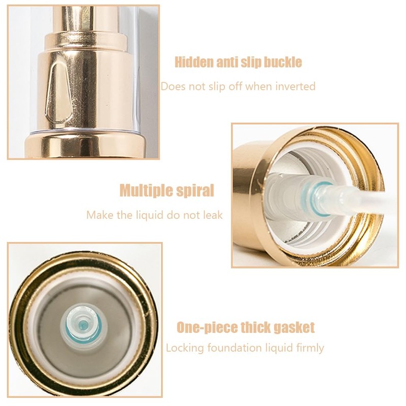 4 Packs Foundation Pump Replacement Gold Cosmetic Liquid Pump Plastic