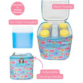 Sarah Wells Cold Gold Breastmilk Cooler Bag with Safety Tested Ice Pack – Insulated Milk Storage for Work, Travel & Daycare - Fits Bottles & Parts - Machine Washable (Candy Conversation Hearts)