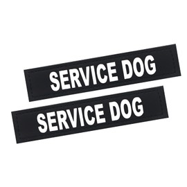2Pack Service Dog Patches - Removable Patches with Hook Backing for Dog Harness & Vest, in Training, Black