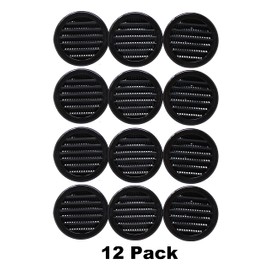 3" Round Plastic Louver Soffit Air Vent Reptile Screen Grille Cover (12, Black)