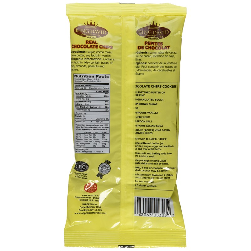 King David Kosher Non-dairy Vegan Lactose Free Dark Chocolate Chips