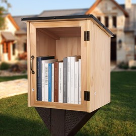 Little Free Library Box Outdoor, DIY Wooden Book Box with Magnetic Lock