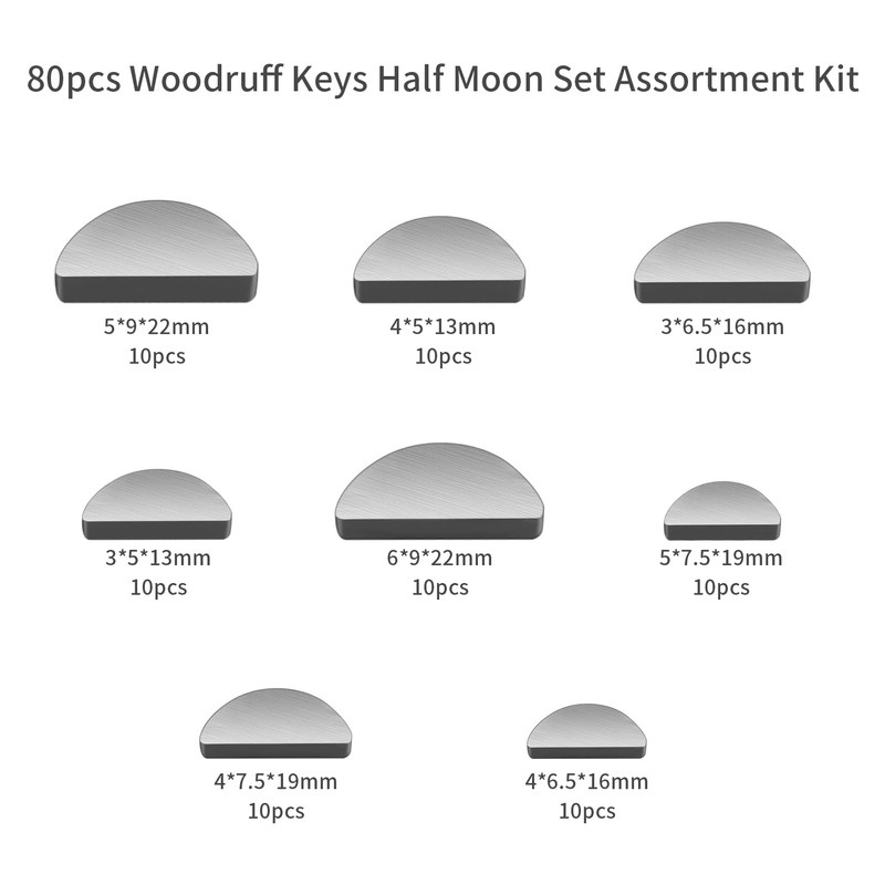 80 Pcs Feather Key Assortment, Half Moon Key Set, 3-4-5-6