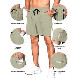 Boyzn Men's 2 Pack 5" Quick-Dry Lightweight Hiking Shorts - Outdoor Fishing & Travel 05-Black/Khaki-XL