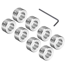 uxcell 8 Pcs Set Screw Shaft Collar 5/16"Bore, 304 Stainless Steel Shaft Collars, 5/8"OD, 5/16"Thickness, Axle Collar Clamp with a Hex Wrench