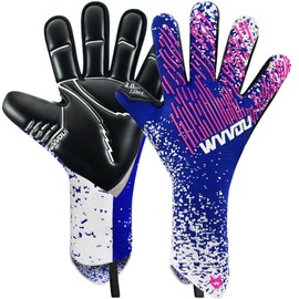 WVVOU Goalkeeper Gloves Men's Football Gloves 4 + 3 mm Latex Super Grip for the Toughest Saves Breathable