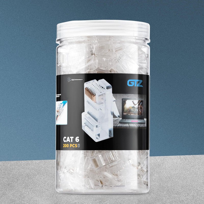 GTZ Cat6 RJ45 Pass Through Connector 200-Pack - EZ Cat