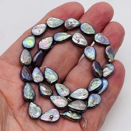 PremiumBead Raindrops Platinum FW Teardrop Coin Pearls | 12x9x3.5mm to 15x9x4mm | 4 Pearls |