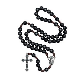 Intercession™ Our Father Sacred Handmade Solid Wood Rosary (Our Lady - Black)