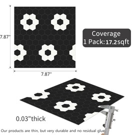 MORCART 40 Pack Peel and Stick Floor Tile, 7.87" x 7.87" Vinyl Flooring Waterproof, DIY Flooring for Bathroom, Kitchen, Fireplace, Pet House, Stairs, Bedrooms, Wall Black White