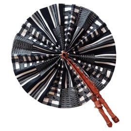 Dupsie's Koumadi African Kente Print Folding Handheld Hand Fan Hand-Crafted