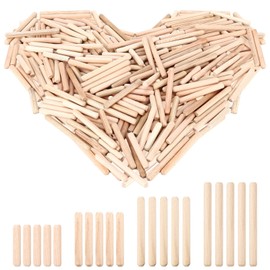 200 Pcs Wooden Dowels, 4 Sizes Mixed Wood Dowels, 6mm Dowel, Assorted Dowel Pins for Professional Carpenters DIY, Craft Projects, Furniture Woodwork