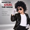 Kids 80s Pop Star Black Jerry Curl Wig & Sunglasses,