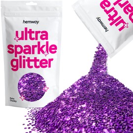 Hemway Premium Ultra Sparkle Glitter Multi Purpose Metallic Flake for Arts Crafts Nails Cosmetics Resin Festival Face Hair - Purple - Extra Chunky (1/24" 0.040" 1mm) 100g / 3.5oz