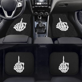 Jndtueit Skull Skeleton Heavy Duty Rubber Floor Mats for Car SUV Truck & Van Anti Skid All Weather Protection Trim to Fit Most Vehicles