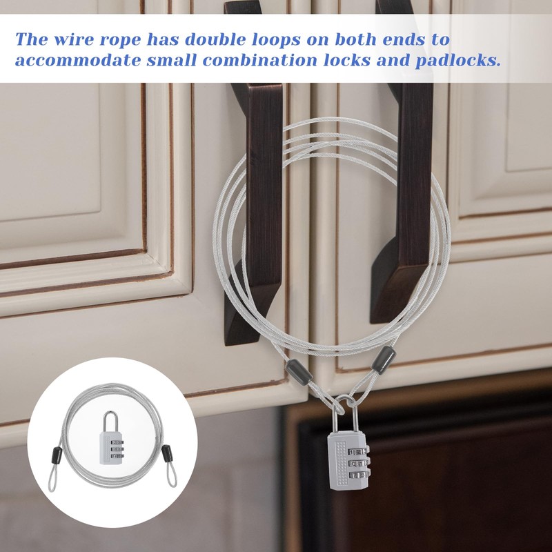 2 Pack Loops Cable Lock with Eyelets Stainless Steel Wire