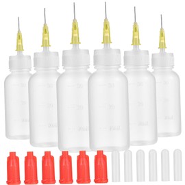 Angoily 6Sets Glue Applicator Bottles Precision Squeeze Dispenser for Thin Glue Ink Paints and Oils Durable with Scale Design Included