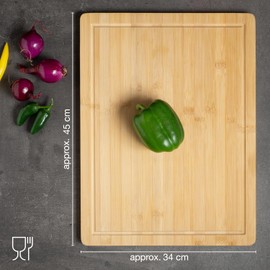 Moritz & Moritz XXL Bamboo Cutting Board Large - 17.7 x 13.4 x 0.8 inches - Bamboo wooden board with juice groove - For cutting, arranging and serving