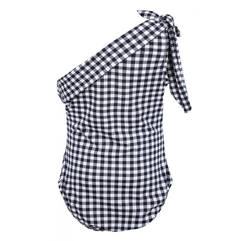La-V Girls Swimming Costume, black-white