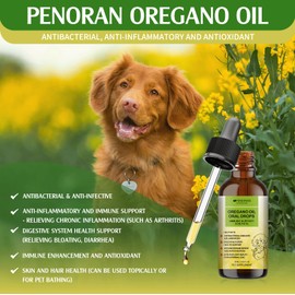 Pet Oregano Oil for Dogs & Cats, 60ml, Immune Support | Natural Antibiotics for Dogs, for External Deworming & Flea/Tick Prevention | Digestive Health | Dog Coat/SkinIssues&Overall Health